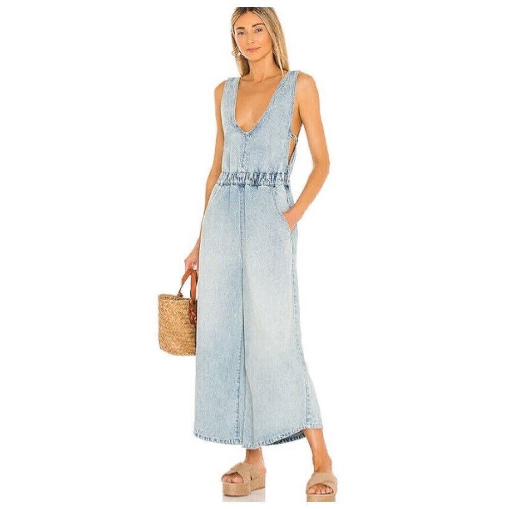FREE POPLE Denim Blue Women's Jumpsuit - Picture 2 of 12